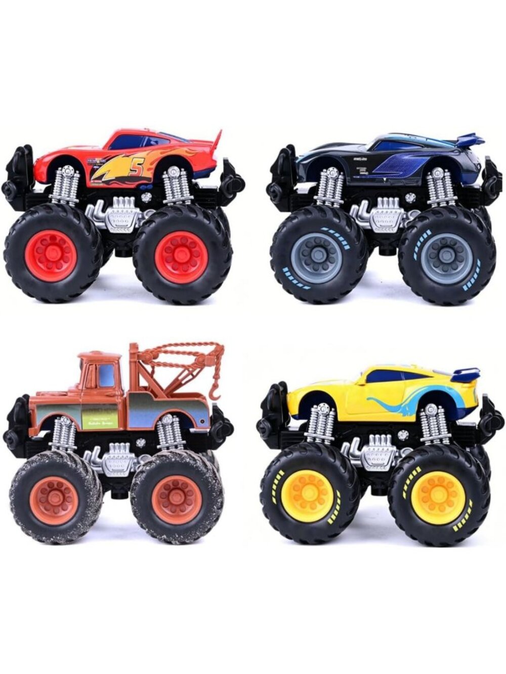 Friction-Driven Metal Toy Cars - 4 Pack Big Wheel Friends, Fun for Kids!